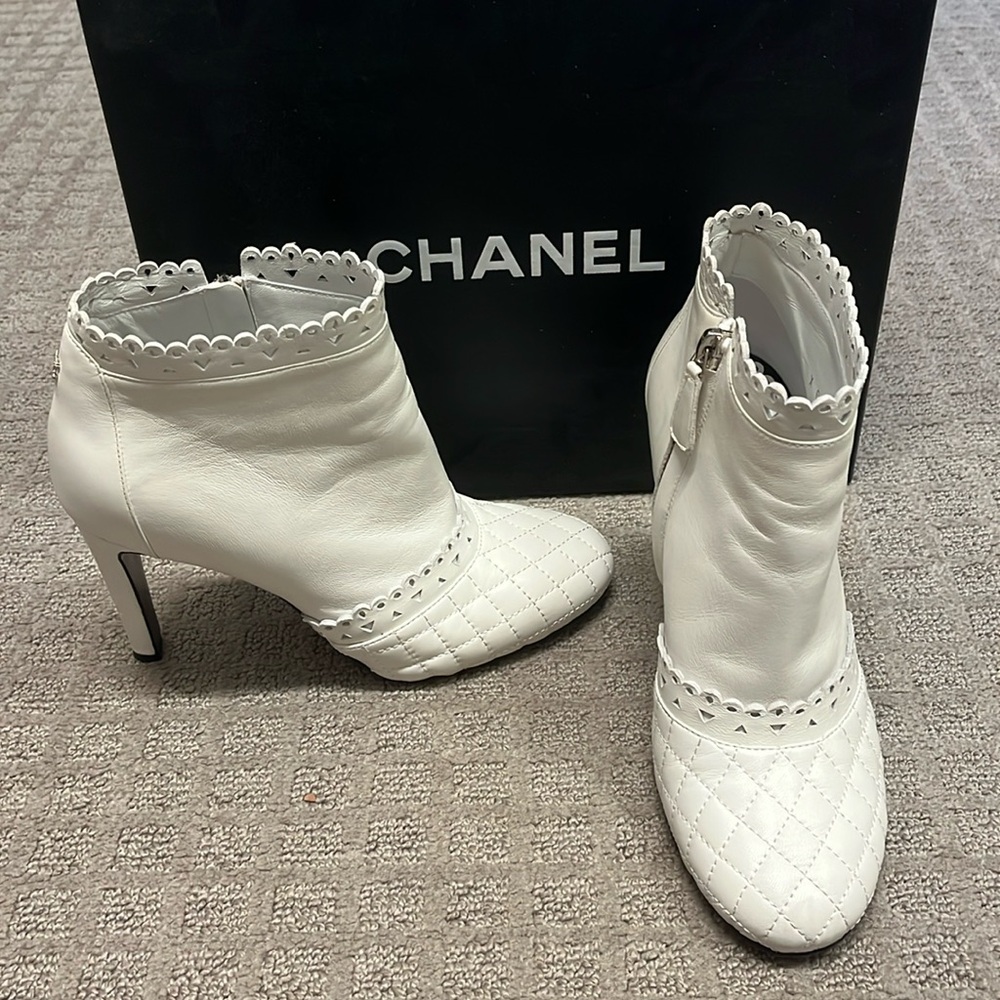 Chanel White Booties